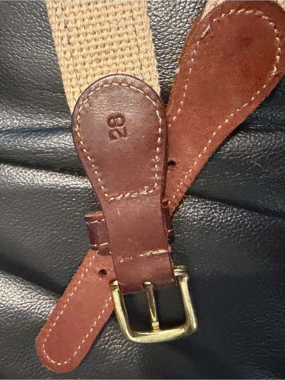 Green Nautical Paddle Golf Strap with Brown Leather Accents